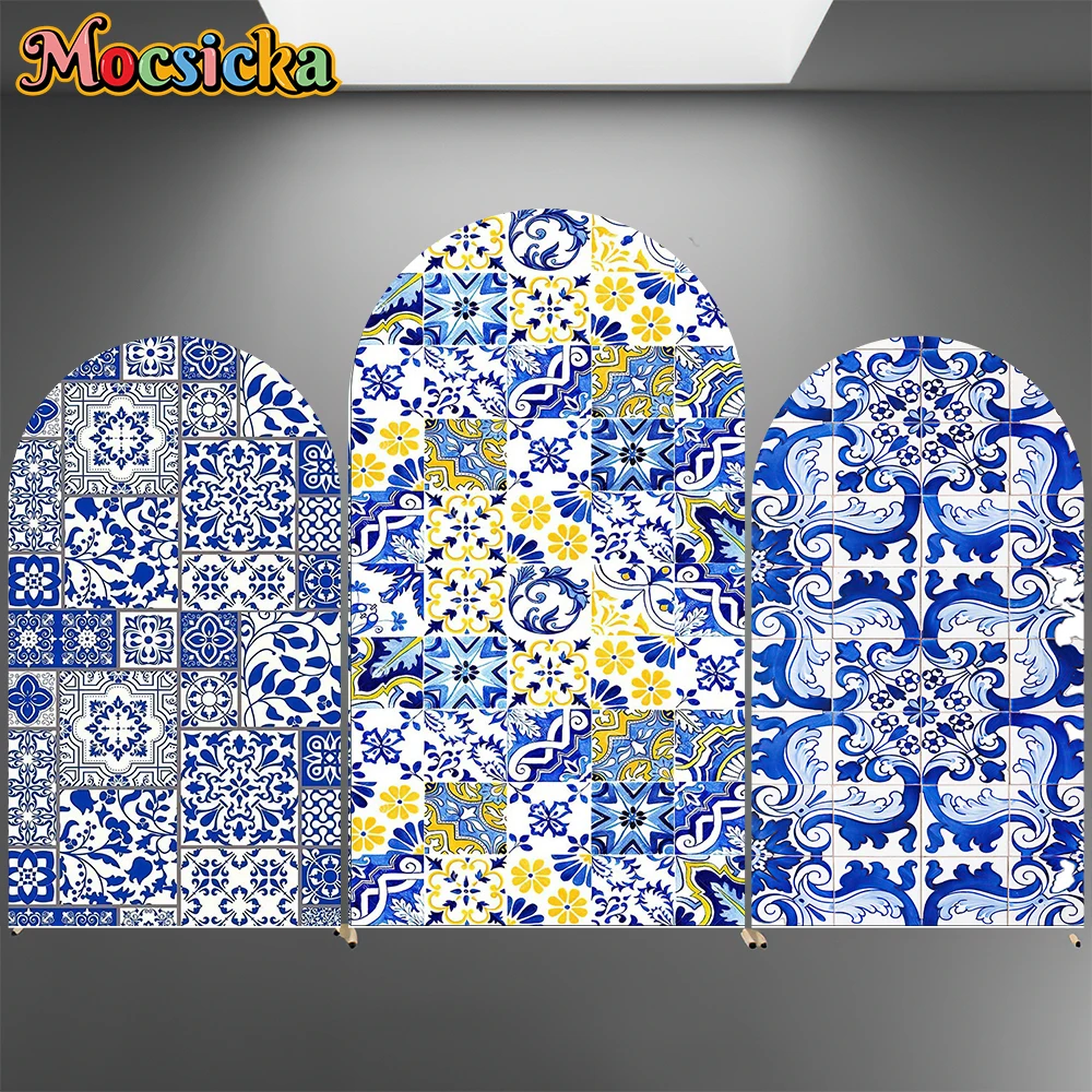 

Mocsicka Bohemia Arch Backdrop Covers Elastic Double-Faced Baby Shower Birthday Art Flowers Arched Backgrounds Party Decorations