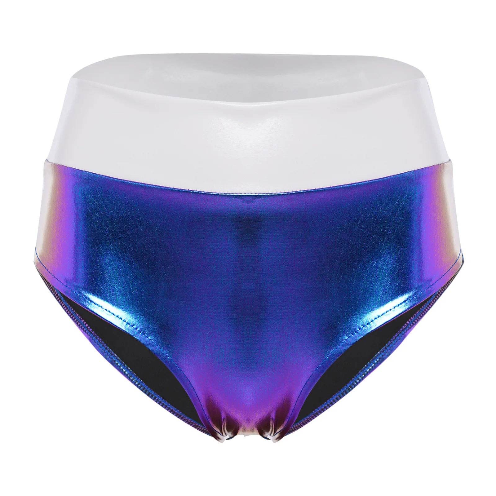 

Womens New Metallic Underwear Color Block Briefs Shiny Booty Shorts Hot Panty Nightwear for Beach Pool Party Rave Clubwear