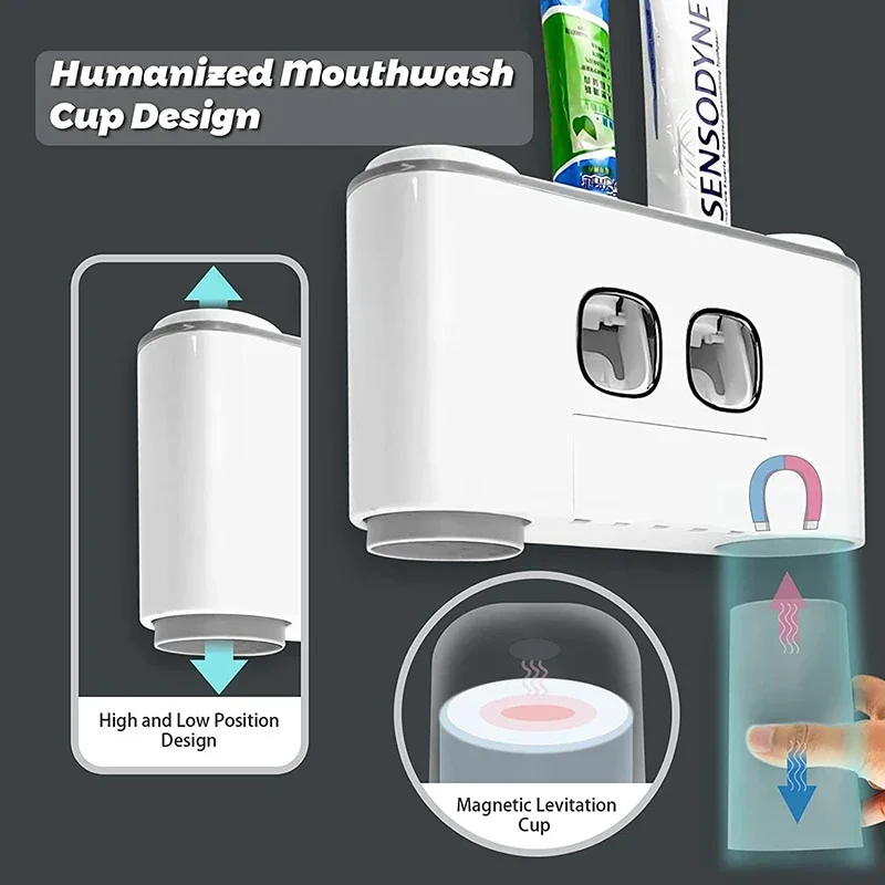 Automatic Toothpaste Dispenser Magnetic Toothbrush Holder Bathroom Accessories Set Wall Mounted Toothpaste Squeezer