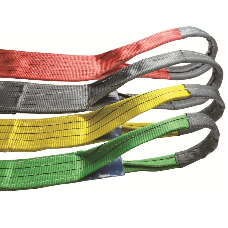 High Tenacity 1/2/3/4 Ton Factory Custom High Strength 100% Polyester Colorful Flat Eye Webbing Sling