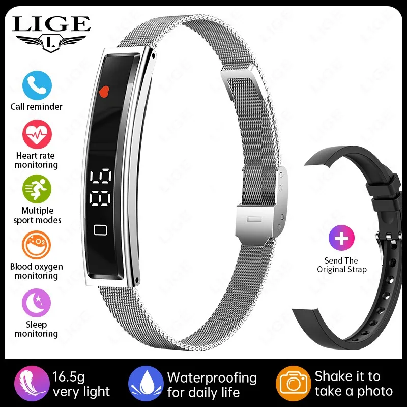 

LIGE 2026 Women's Smart Bracelet Lightweight Fashion Sports Fitness Tracker Heart Rate Health Monitoring Waterproof Smart Watch