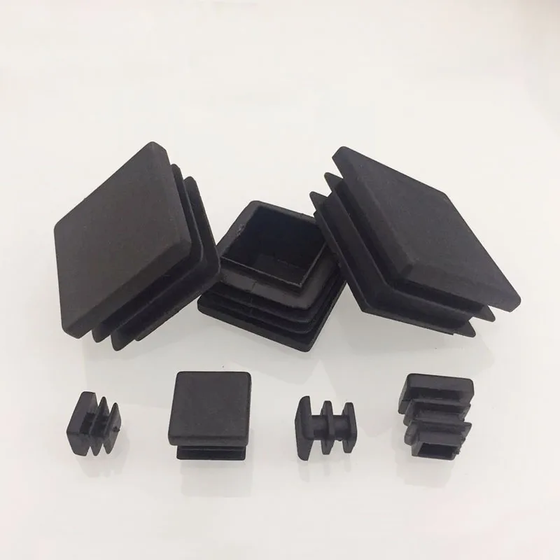 20Pcs Black Plastic Blanking End Caps Square Pipe Tube Cap Insert Plugs Bung For Furniture Tables Chairs Foot Pads Protector