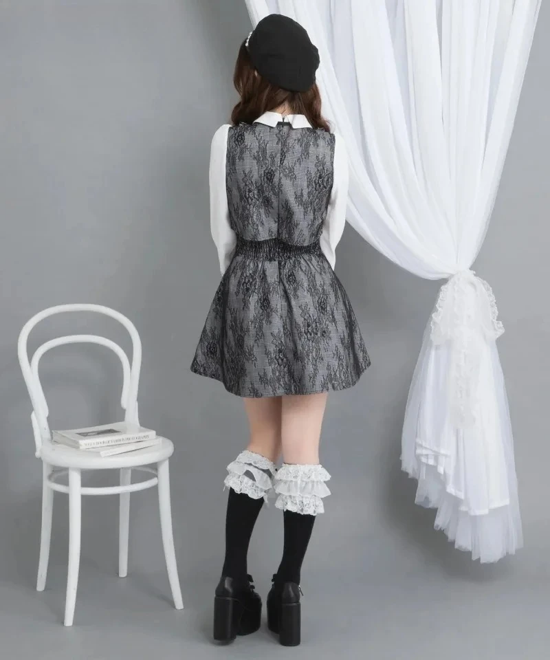 Robe en dentelle pour filles, nouvelle collection automne hiver, polyvalente, douce, chemise épissure, faux deux pièces, frais, taille haute, Slim, manches longues