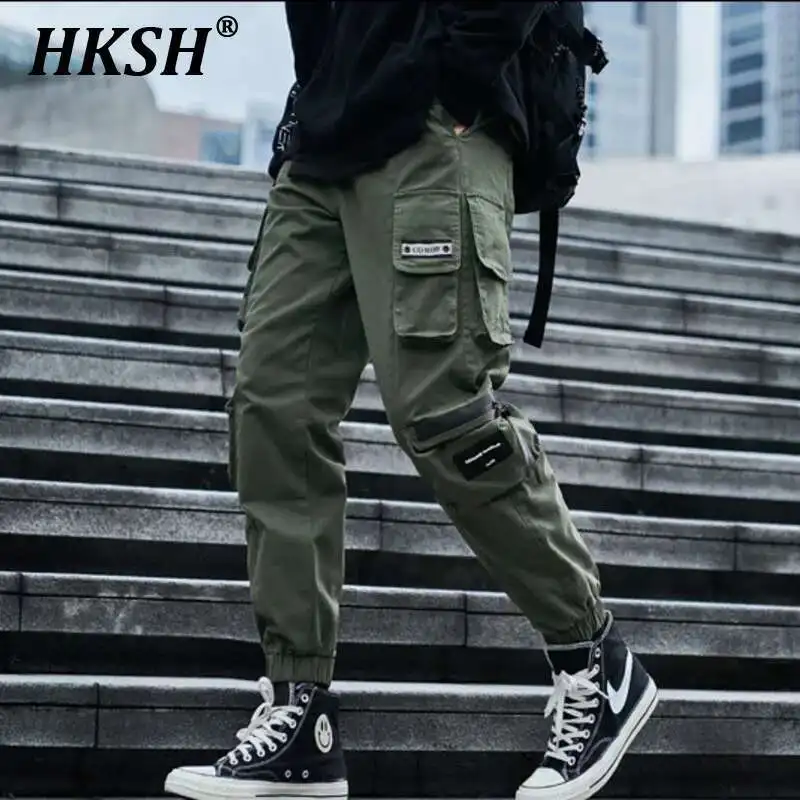 

HKSH Autumn Winter New Men Tide Safari Style Fashion Casual Cargo Pants Chic Trendy Personality Simple Versatile Overalls HK3870