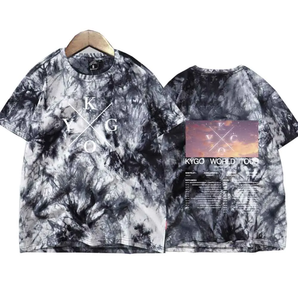 Kygo World Tour 2024 Tie Dye Shirts  Man Woman Harajuku Summer Casual Tee Tops Regular Tops Unisex Oversize