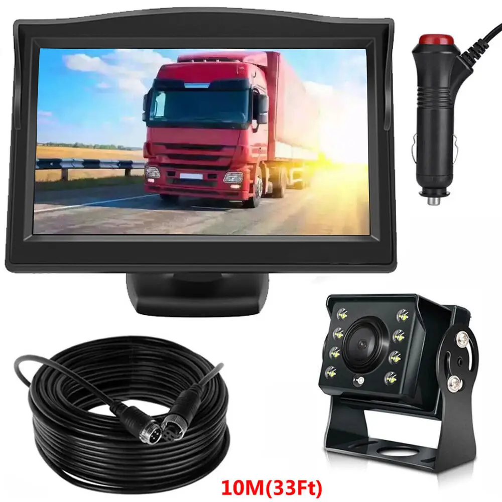 4 Pin 33Ft Truck Motorhome Bus Car Rear View Reversing Camera 5