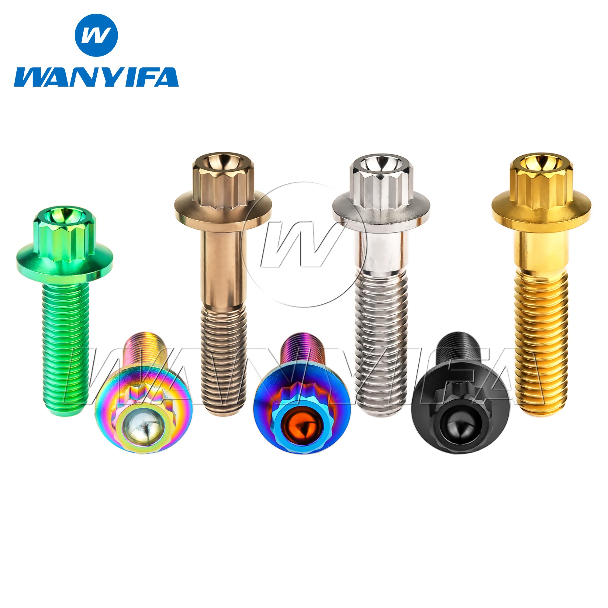 Wanyifa Titanium Bolt M7 M8x24/32mm Flange 12-Point Head Screw for Car Wheel Split Rim Retrofit Fasteners 3