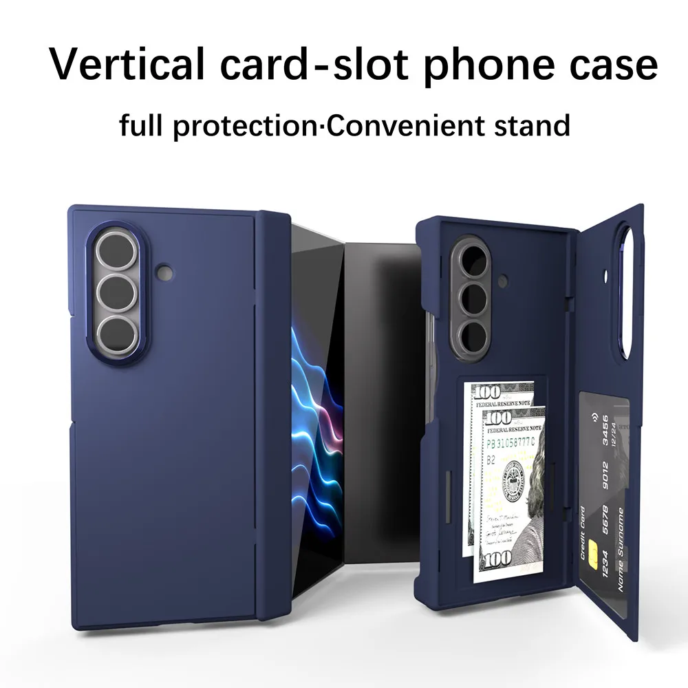 

Matte Anti-Scratch Vertical Card Slot Plastic Case For Samsung Galaxy Z TriFold Convernient Stand Holder Hinge Hard PC Cover