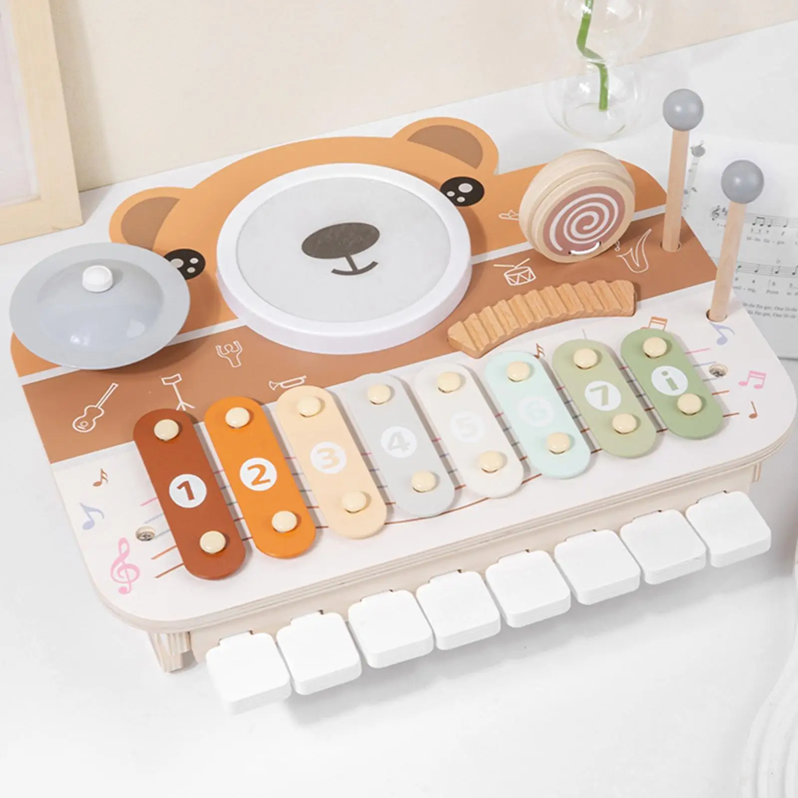 

Baby Wooden Musical Set Musical Learning Toy Cognitive Abilities Early Education Baby Xylophone Piano Toy for Toddlers Gifts