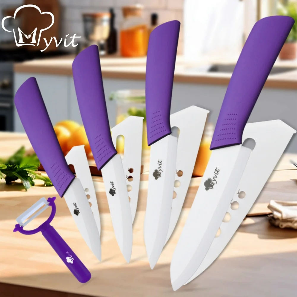 Kitchen Ceramic Knife Set Professional Knife With Sheaths, Super Sharp Rust Proof Stain Resistant