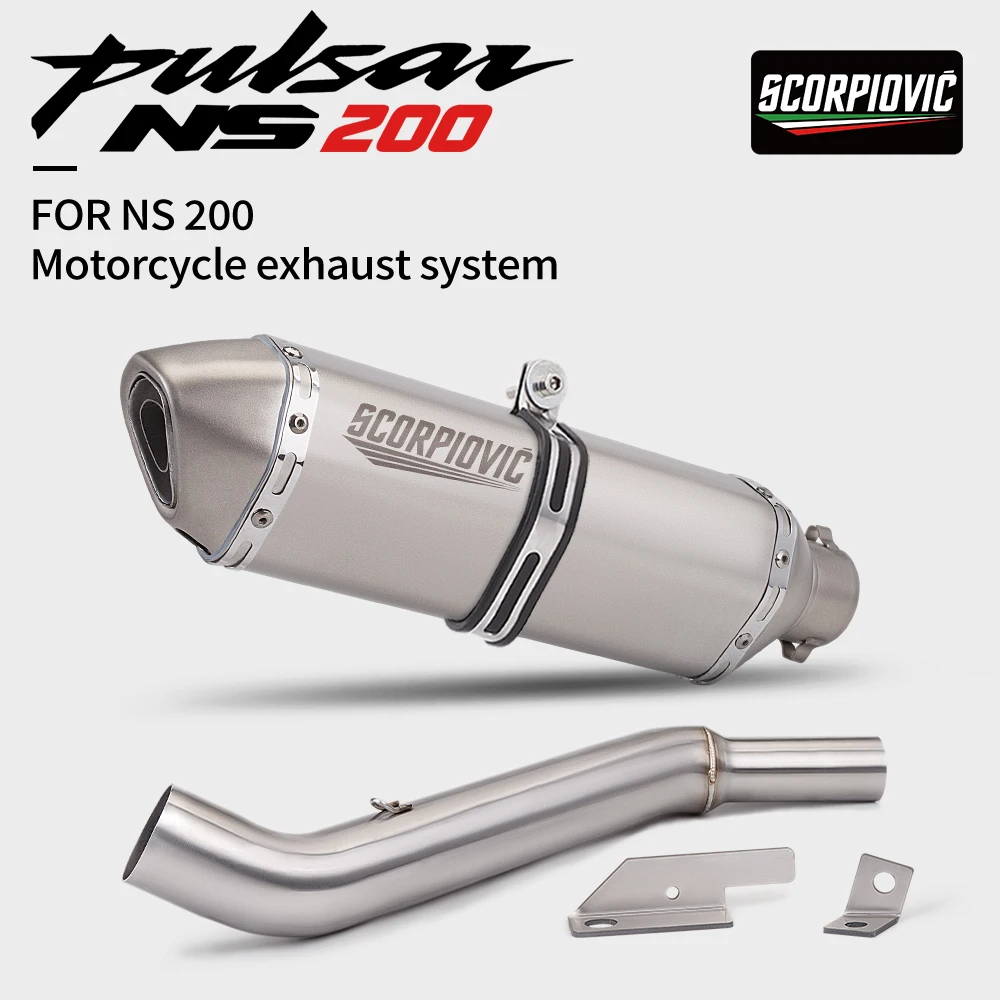FOR Bajaj NS200 Motorcycle Escape Mid Pipe 370mm Small Hex Tail Complete Exhaust System With DB Killer Fit
