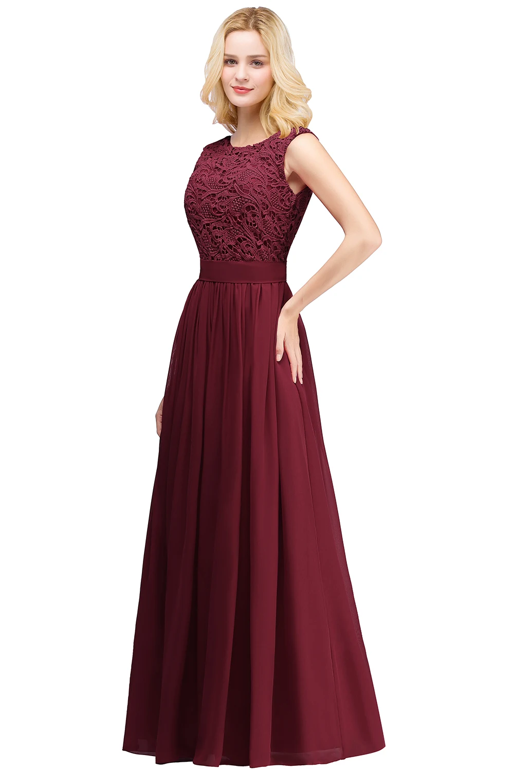 Sleeveless Lace Chiffon Evening Dresses Women 2024 Long  A-line O Neck Elegant Formal Prom Party Gowns Robe De Soiree De Mariage