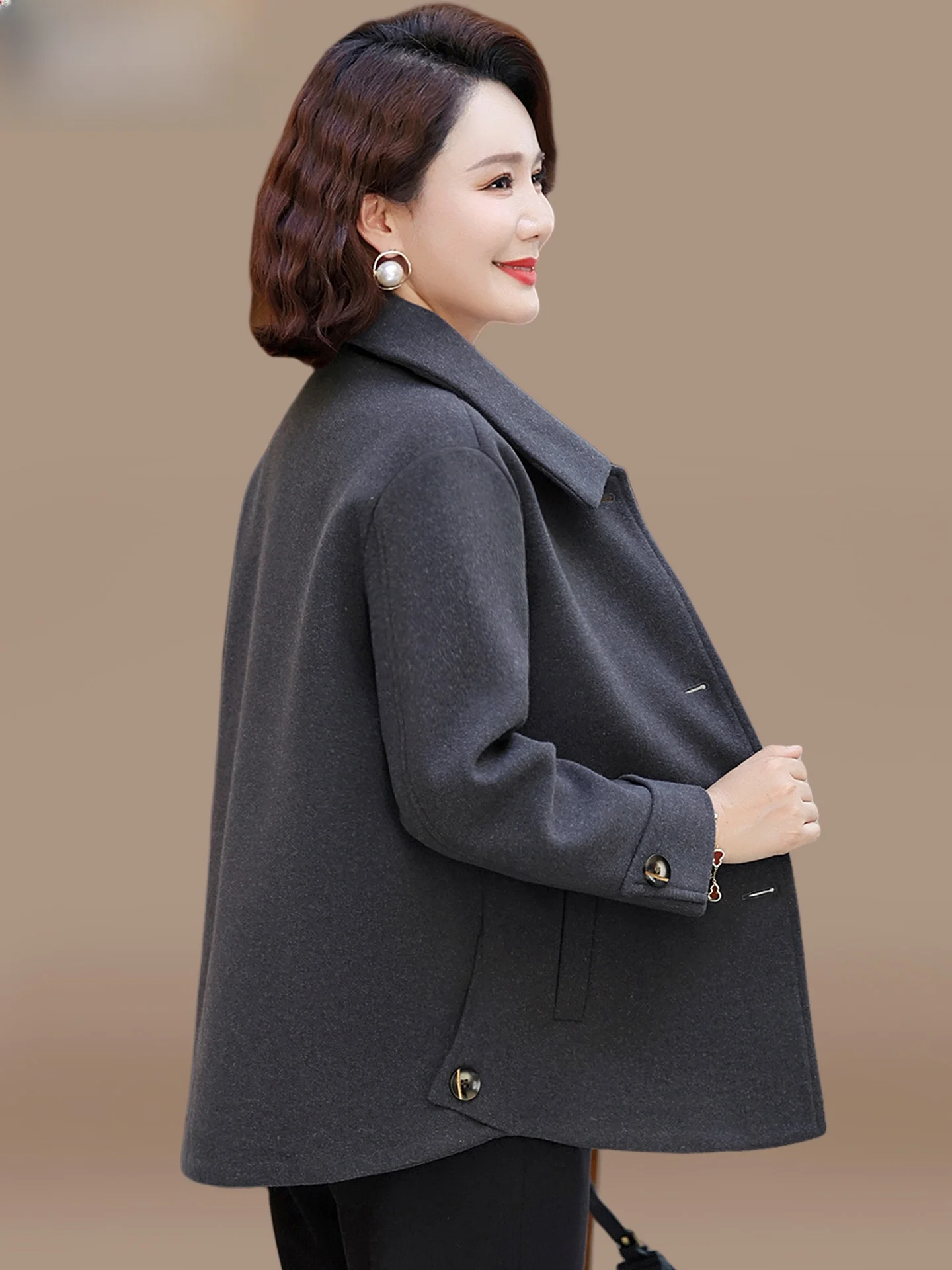

Double-Faced Woolen ort Coat for ort Women 40-49 Years Old Faioned Loose Fit Spring Autumn Outerwear Korean Sle