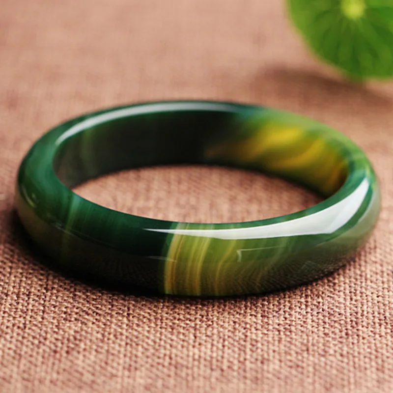 

New Natural Original Ecological Pattern Green Bracelet Chalcedony Bangles Jade Agate Handring Fine Jewellry