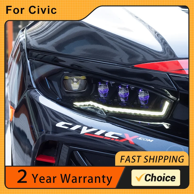 Car Headlights For Honda CIVIC 10th Gen 2016-2021 LED Head Lamp Upgrade DRL Dynamic Signal Lamp Head Lamp Front light Assembly