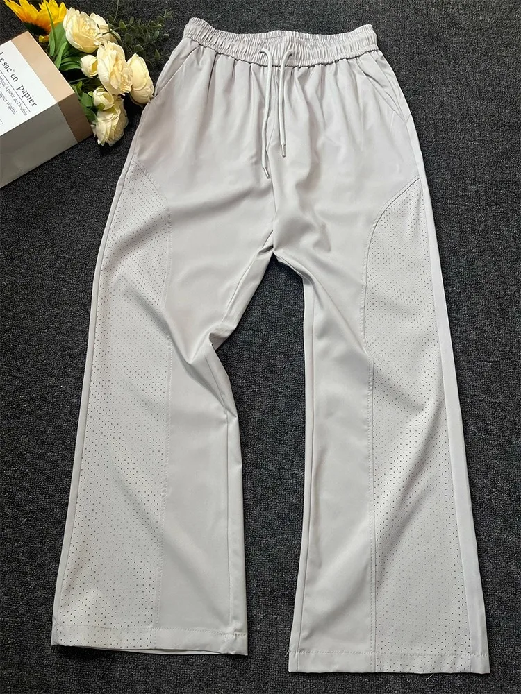 Ice Silk Qui Dry Pants Men's Summer Thin Breathable Drape Sports Outdoor Me Patchwork Straight Leg Casual Trousers