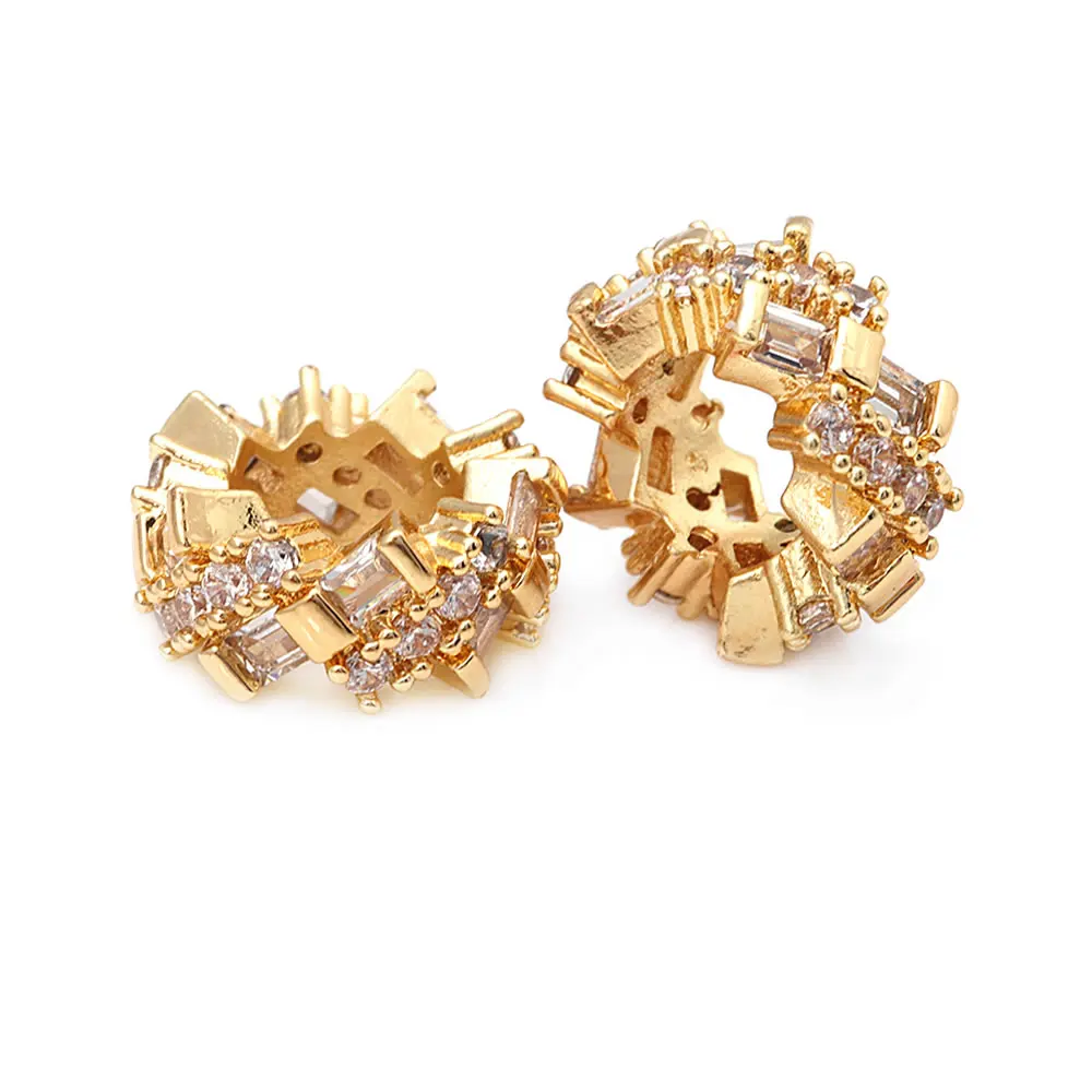 4PCS Brass Zircon Large Hole Spacer Beads Bracelets Beads High Quality Diy Jewelry Accessories Making Rosediy official-website