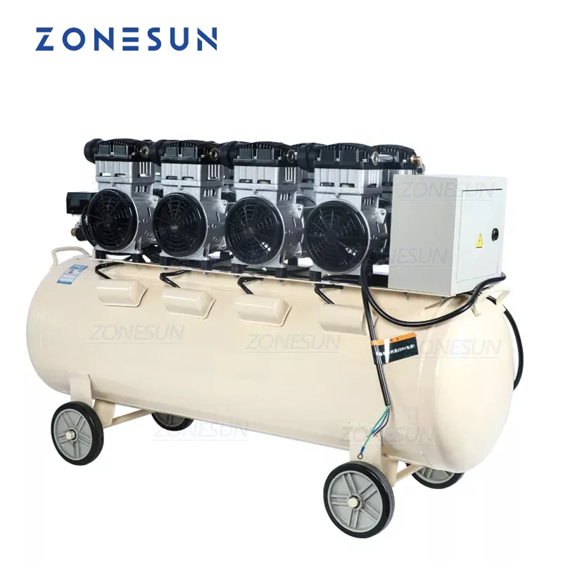ZONESUN ZS-AC160L ที่มีประสิทธิภาพทองแดงบริสุทธิ์ลูกสูบประเภท Mute ทันตกรรมไม้ Piant แบบพกพา Air ปั๊มน้ํามัน-ฟรี Air Compressor