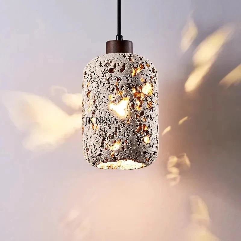 Yellow Cave Stone Ancient Bedroom Headboard Pendant Light Designer Creative Retro Wabi-Sabi Bar Restaurant Lamp