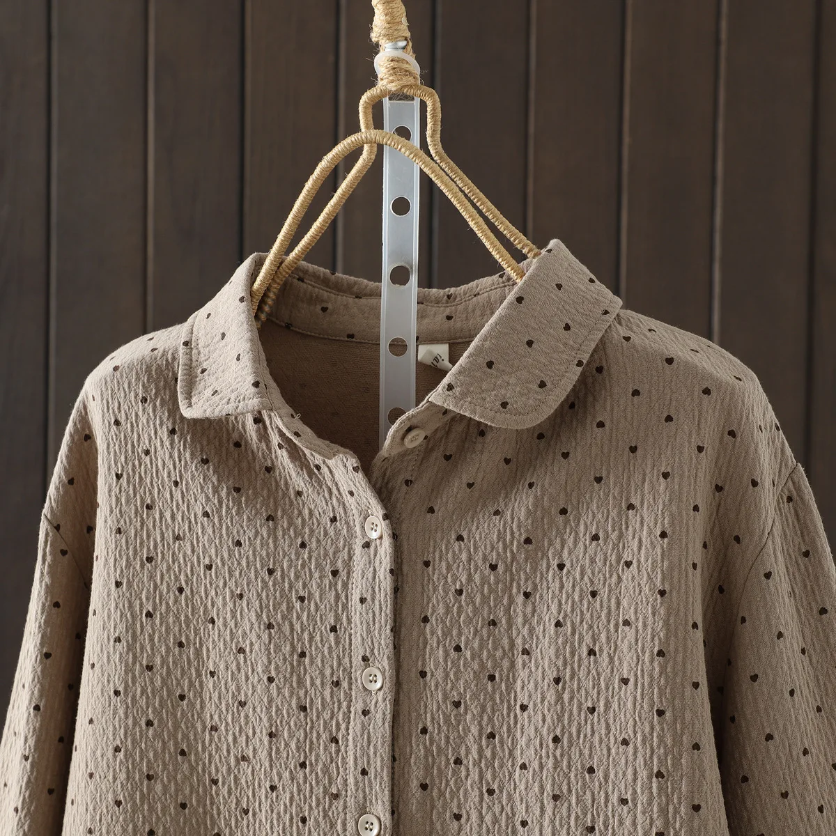 جديد 2025 الخريف قميص قطني بكم طويل ، المرأة بدوره إلى أسفل طوق طباعة ، موري فتاة موضة عادية رشاقته بلوزة فضفاضة T59651CC #6