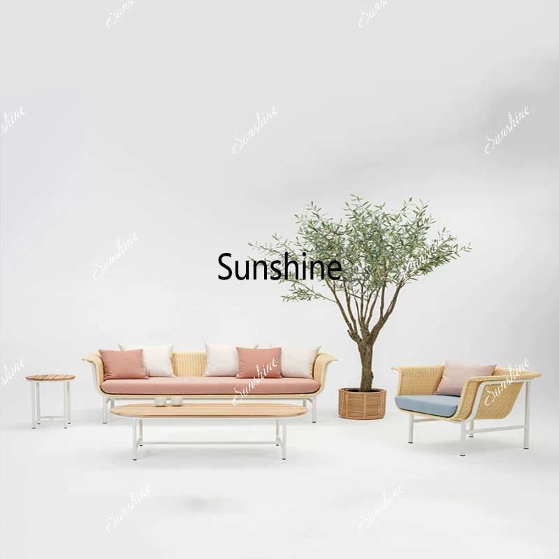 

Outdoor leisure rattan sofa, homestay style, furniture, balcony garden combination