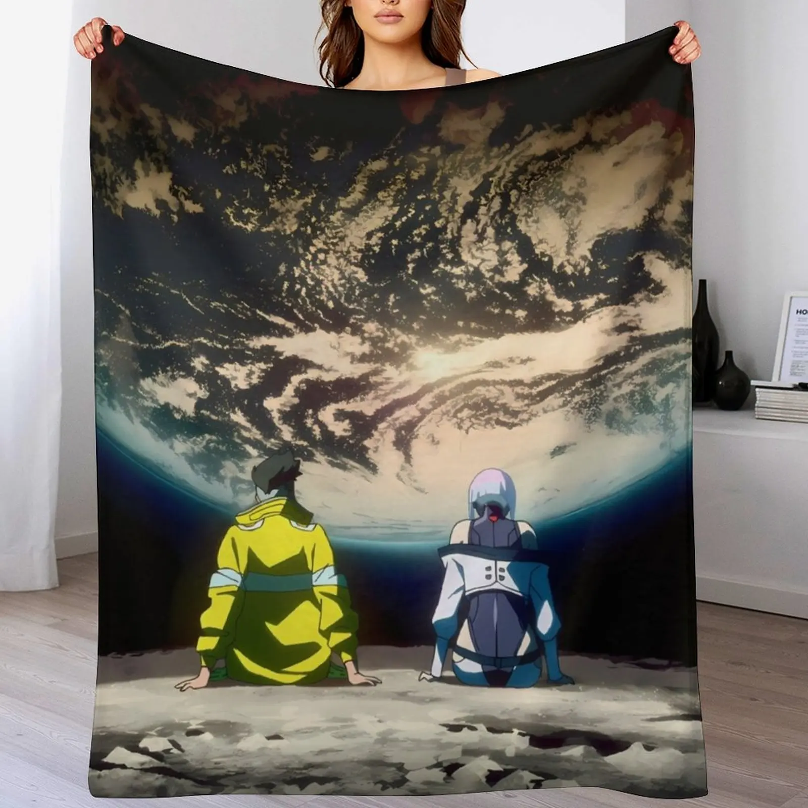 بطانية Cyberpunk EdgeRunners Moon Lucy David Throw Blanket سرير دافئ منقوشة بطانيات كبيرة ناعمة