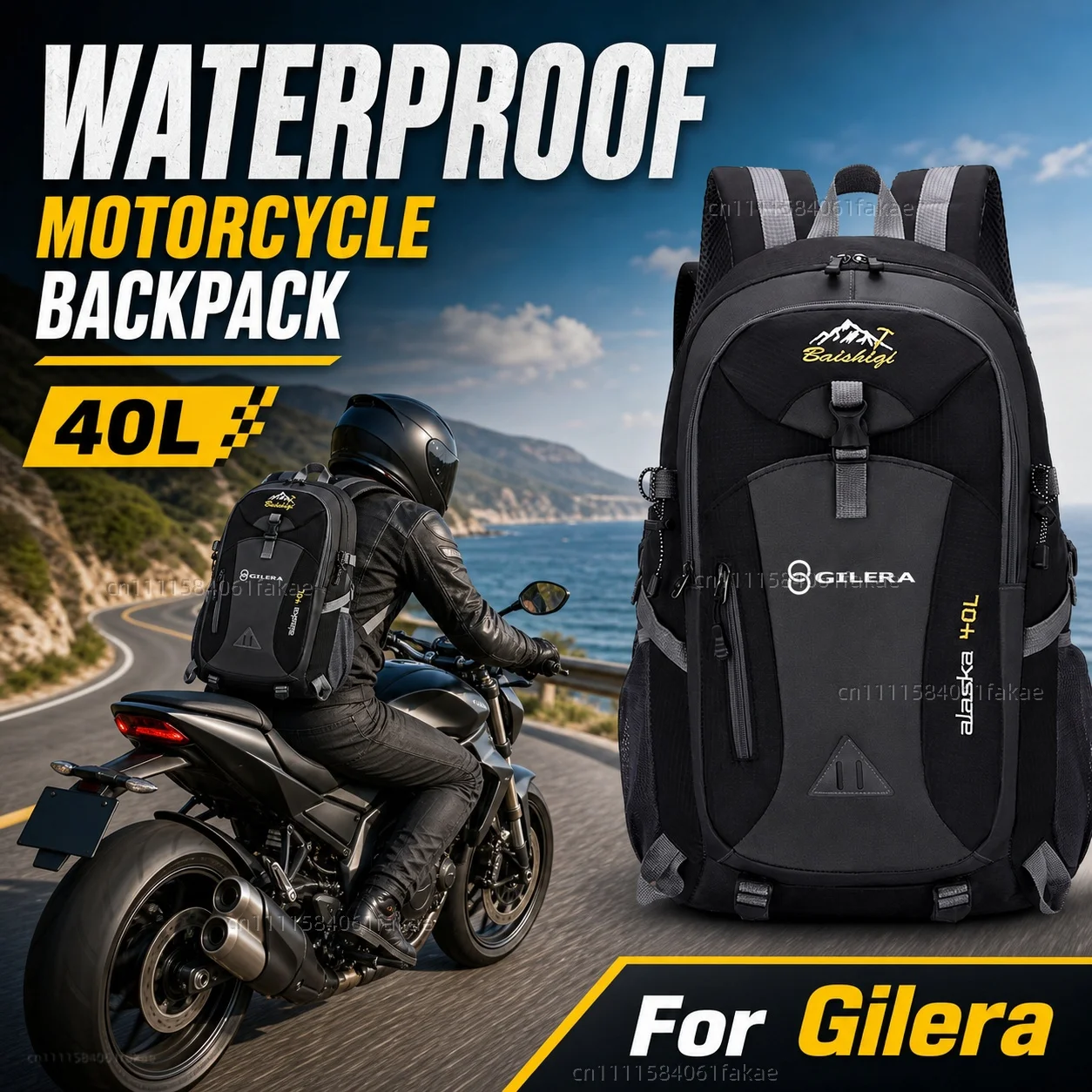 

For Gilera GP800 Fuoco Nexus 500 Runner 50 125 200 Motorcycle Backpack 40L Waterproof Travel Backpack Outdoor Hiking Camping