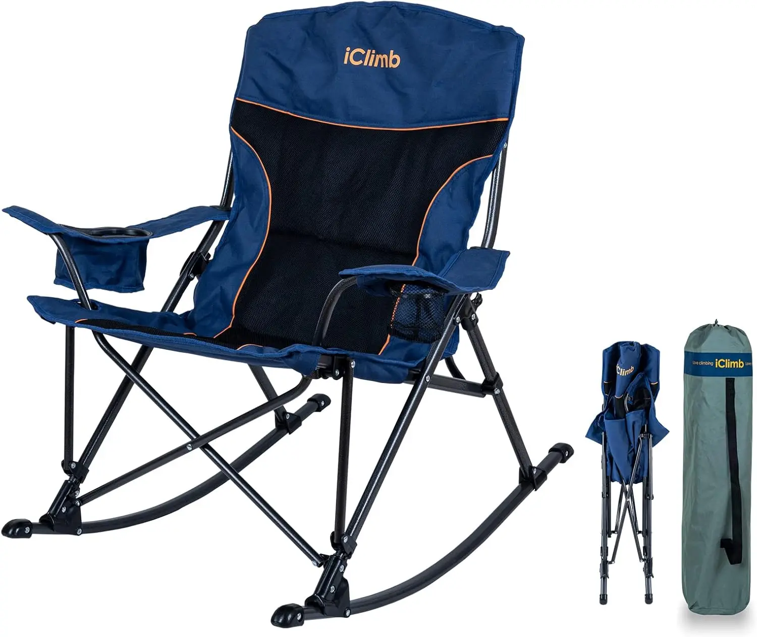 

Padded Folding Rocking Chair Heavy Duty Camping Patio Porch Backyard Lawn Garden Balcony Rocker Indoor Outdoor with Carr