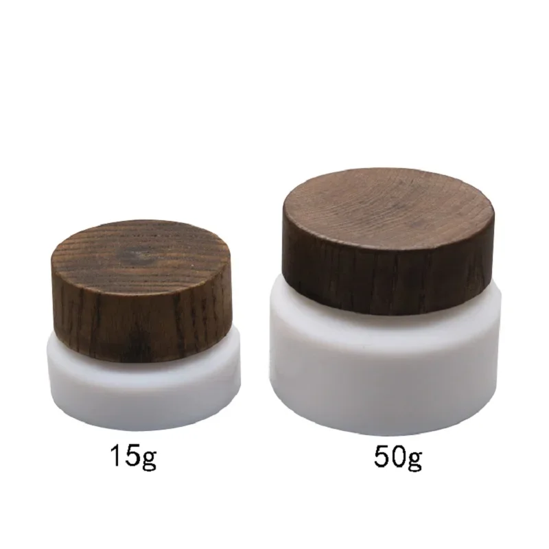 Cosmetic Jar Facial Cream Jars Empty Porcelain Pots with Dark Bamboo Lid Body Lotion Matte Glass With Dark Wooden Plastic Lids