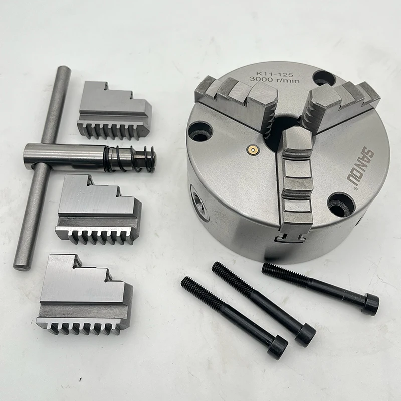 Lathe Chuck 125mm Front Mount SANOU Brand 3 Jaw Self-Centering Lathe Chuck K11-125 Manual Metal Chuck