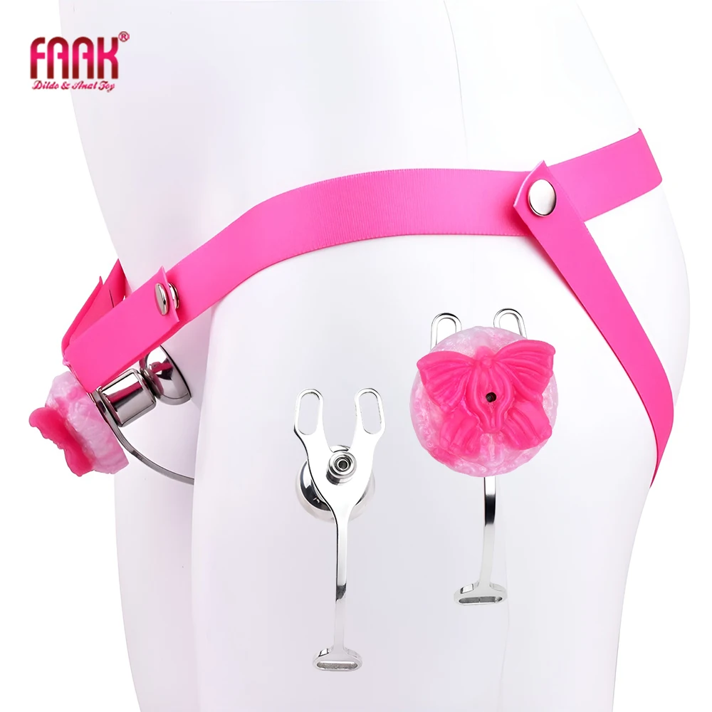 FAAK Strap-ons Stainless Steel Chastity Cages Inward Pressure Penis Lock with silicone Intimate Clit BDSM Sex Toy For Man