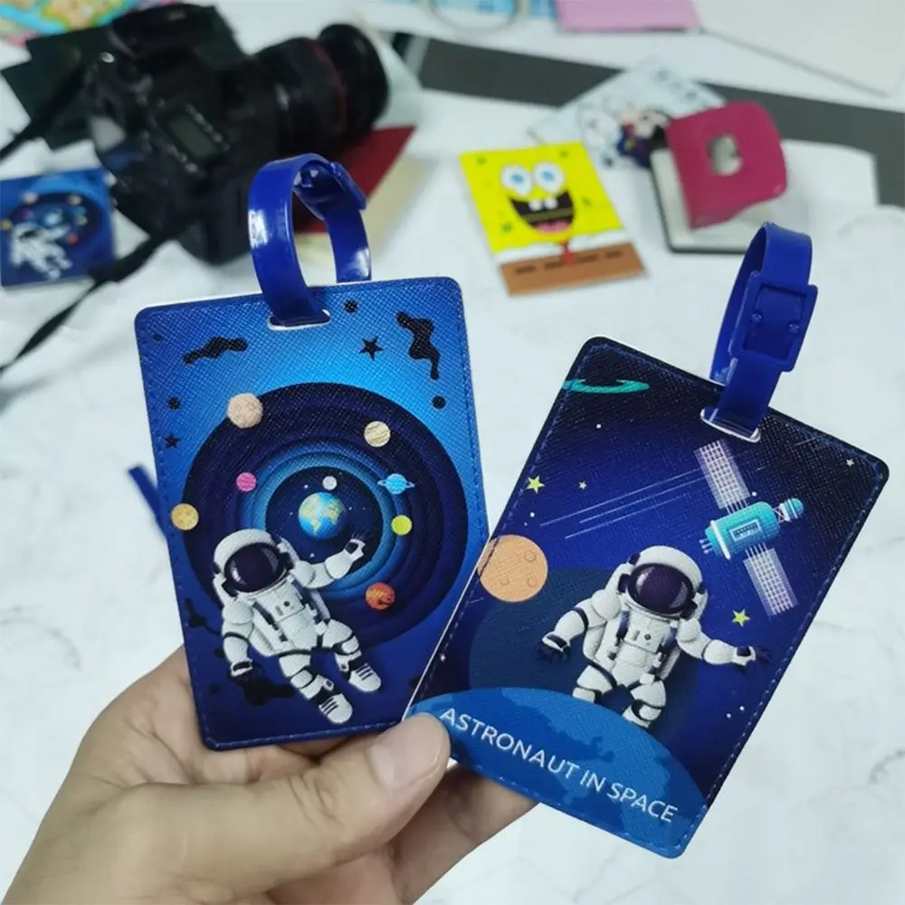 Cartoon Astronaut Passport Cover PU World Traveling Luggage Tag Waterproof Multi-function Certificate Protective Sheath Unisex