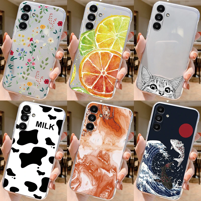 Phone Case For Samsung Galaxy S23 FE Luxuy Painting Flower Cover Soft Silicone Transparent Funda For Samsung S 23 FE Capa Shell