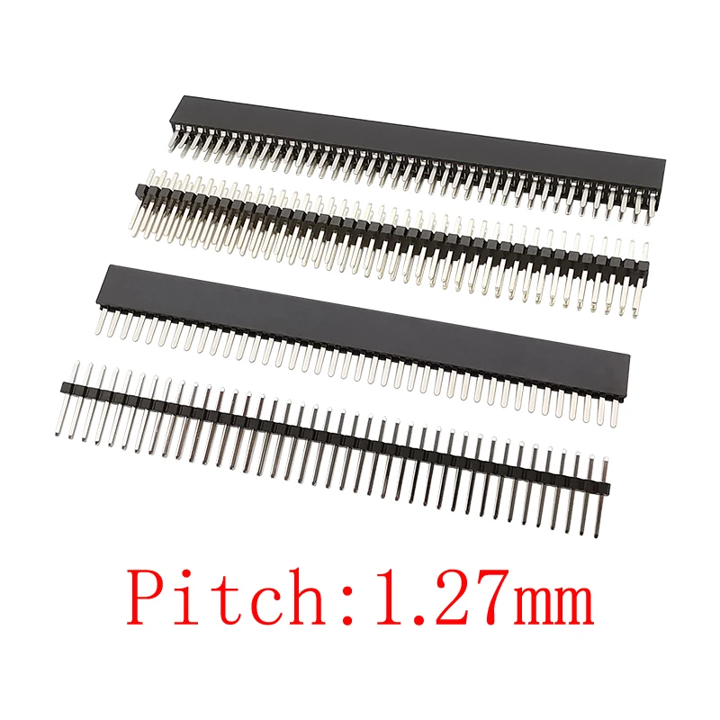 Pitch 1.27 Mm Rechte Enkele Rij/Dubbele Rij Man Vrouw Socket Pin Header Pcb Board Connector Voor Arduino 1x4 0/50Pin 2x4 0/50Pin