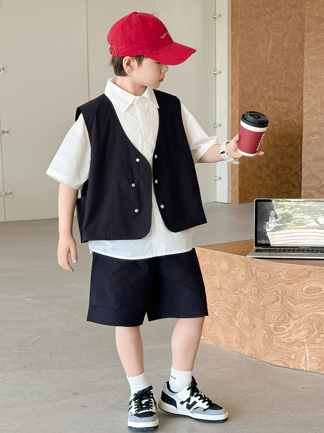 boys-summer-short-sleeve-three-piece-set-lightweight-cotton-blend-casual-wear-breathable-comfortable-single-button-closure
