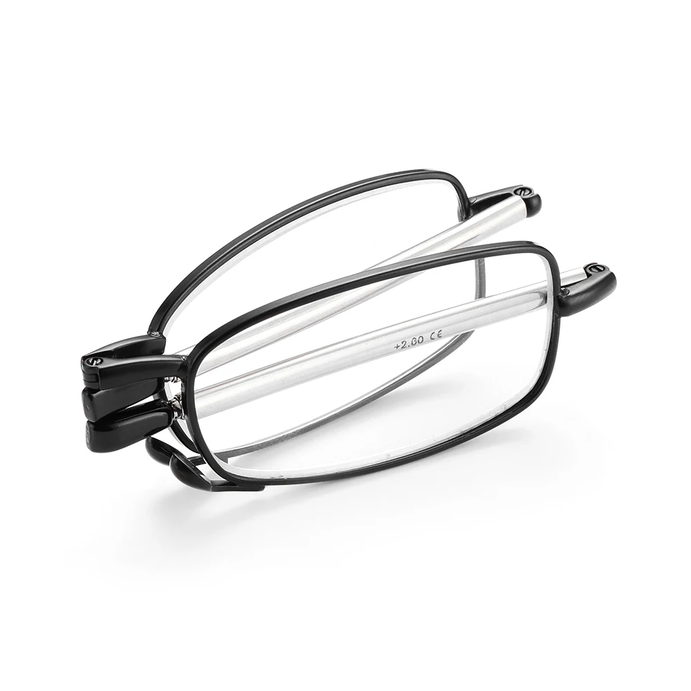 Men and Women Portable Rotation Telescopic Legs Folding Reading Glasses Includes Glasses Case Presbyopia Eyeglasses
