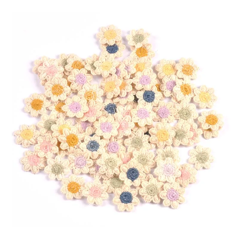 50Pcs/lot 20mm Mini Lace Flower Appliques for DIY Hat Clothes Sewing Supplies Headwear Decor Stick-on Patches cp3461