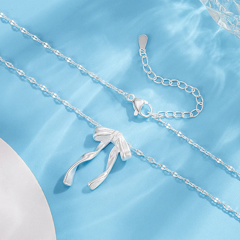 Women's 925 Silver Bow Choker Necklace, Elegant Gift