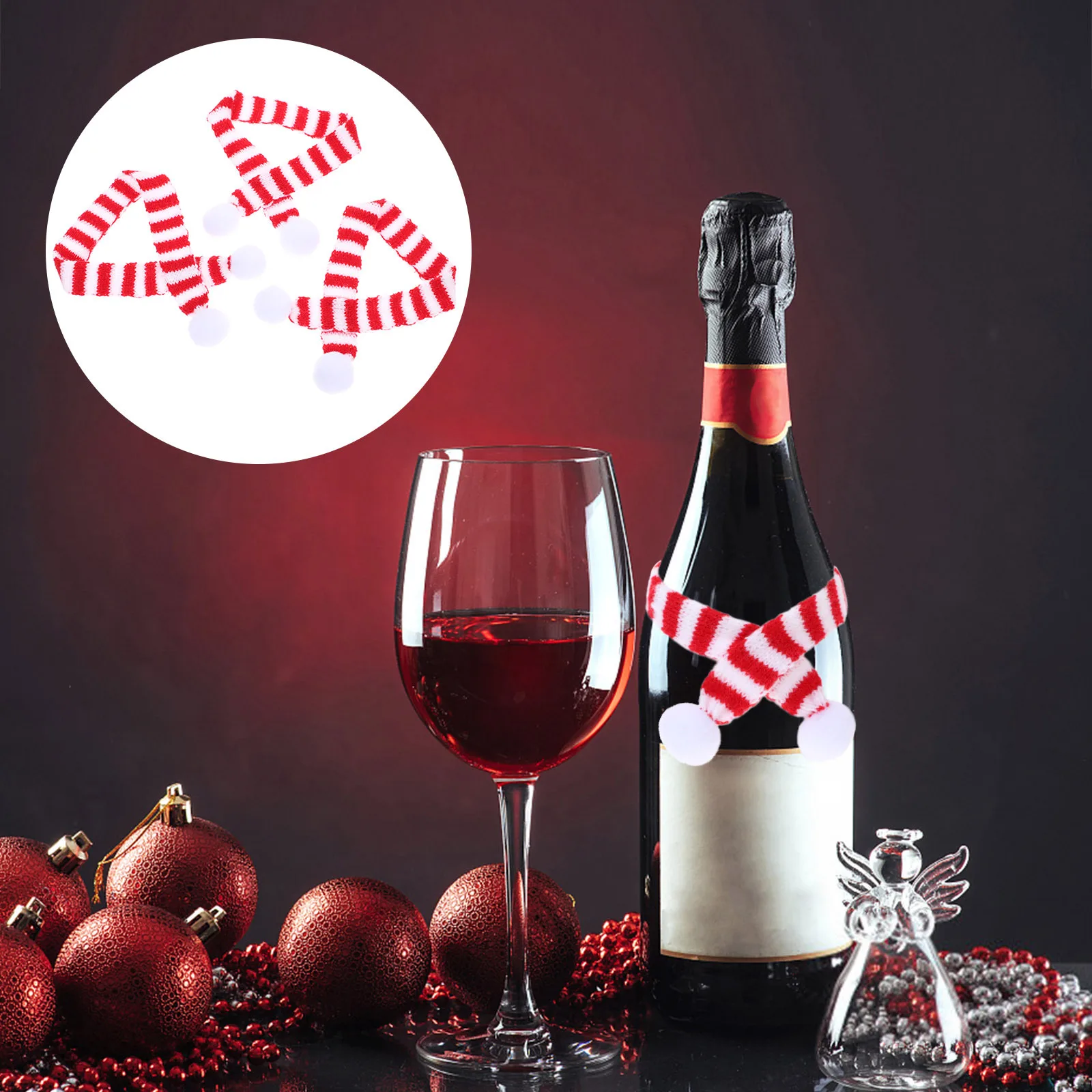 

3Pcs Mini Fabric Scarves Xmas Decoration for Bottles Snowman Christmas Party Supplies Holiday Supplies Delicate Scarves