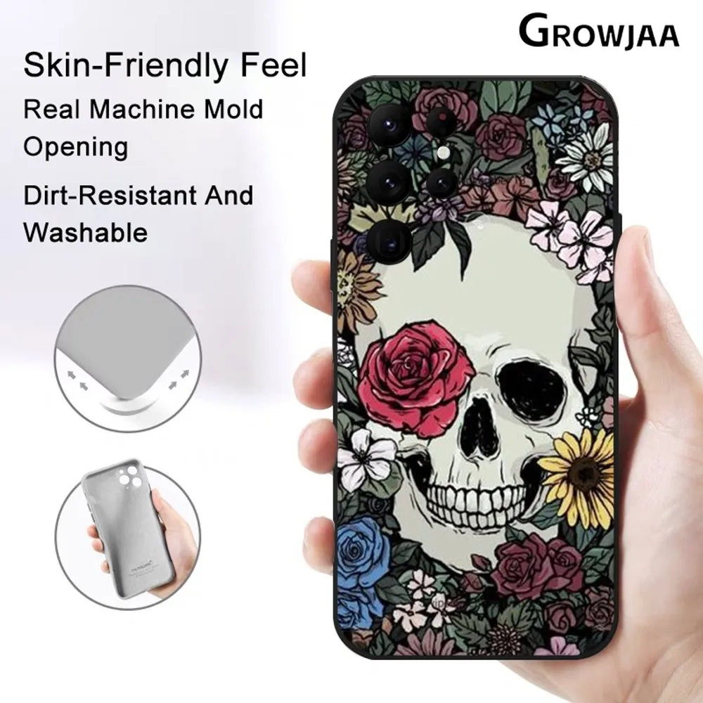 

Flower Skull Dark Color Phone Case for Samsung Galaxy S24 Ultra S22 S23 Ultra S21 S20 Protective Silicone Funda Anti Drop Cover
