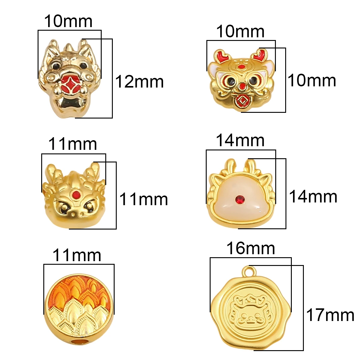 1pc Cute Cartoon Gold Color Alloy Dropping Oil Dragon Charms Pendant Chinese Style New Year Pendants For DIY Jewelry Making Gift