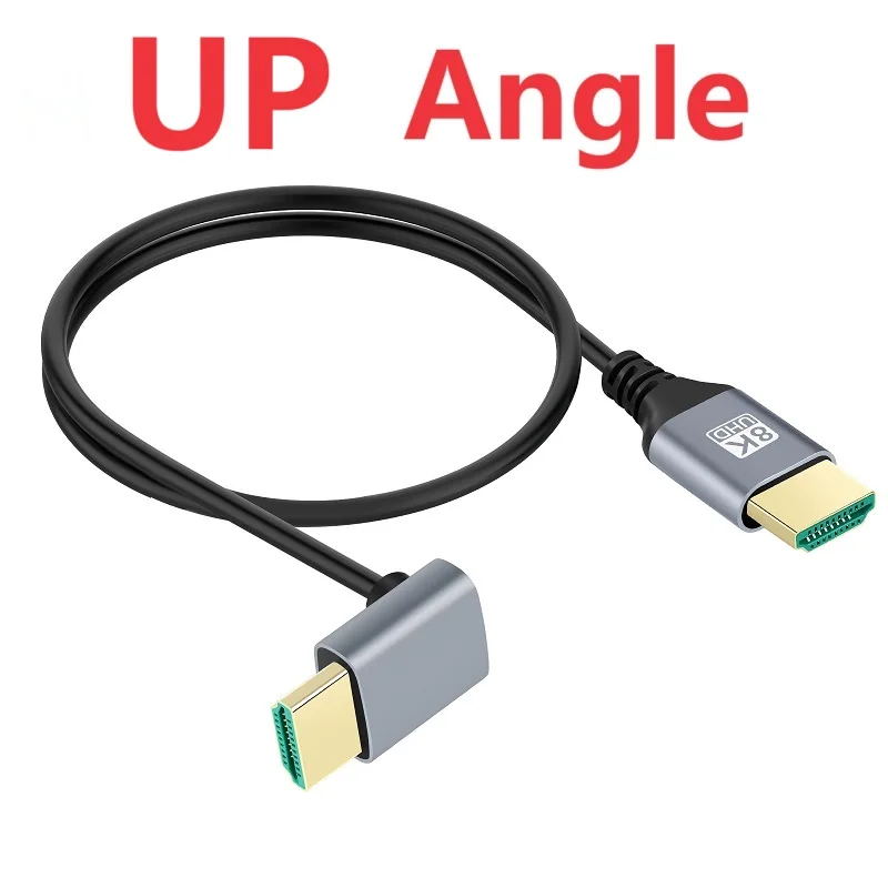 Kabel 8K HDMI 2.1V przewód z męskiego na męskie 90 stopni w lewo/w prawo/w górę/kąt nachylenia kabel 8K HDMI do telewizora HD projektor do laptopa