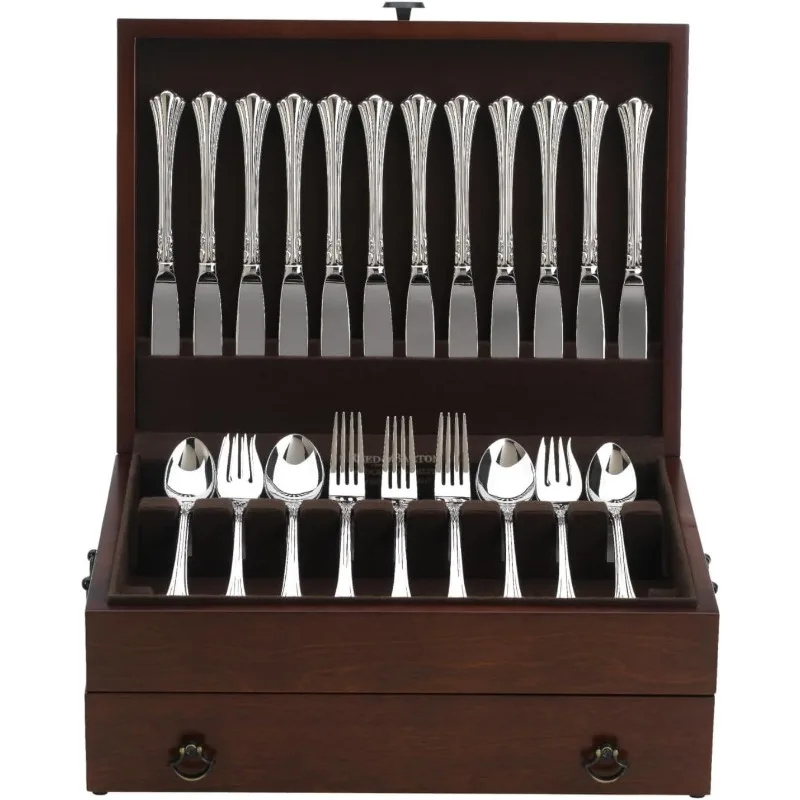 43M Bristol Mahogany Flatware Chest,Brown