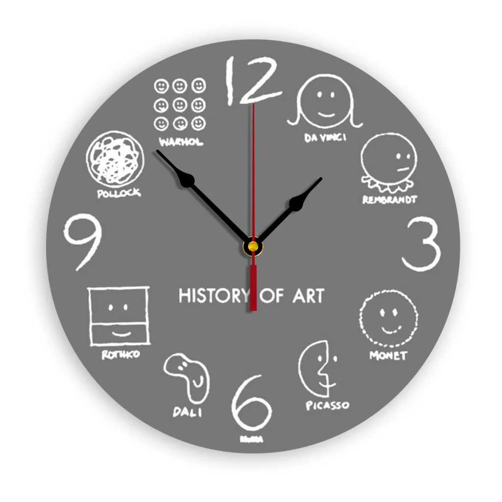 

History of Art Clock Wall Clock Modern 3D for Home Office Hotel Restaurant School Decoration