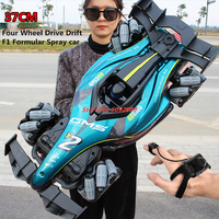37CM Large RC F1 Formular Drift Car 2.4G Watch Control RC Racing Car Vehical Music Lighting 4WD Drift Spray Smoke Stunt Car Gfit