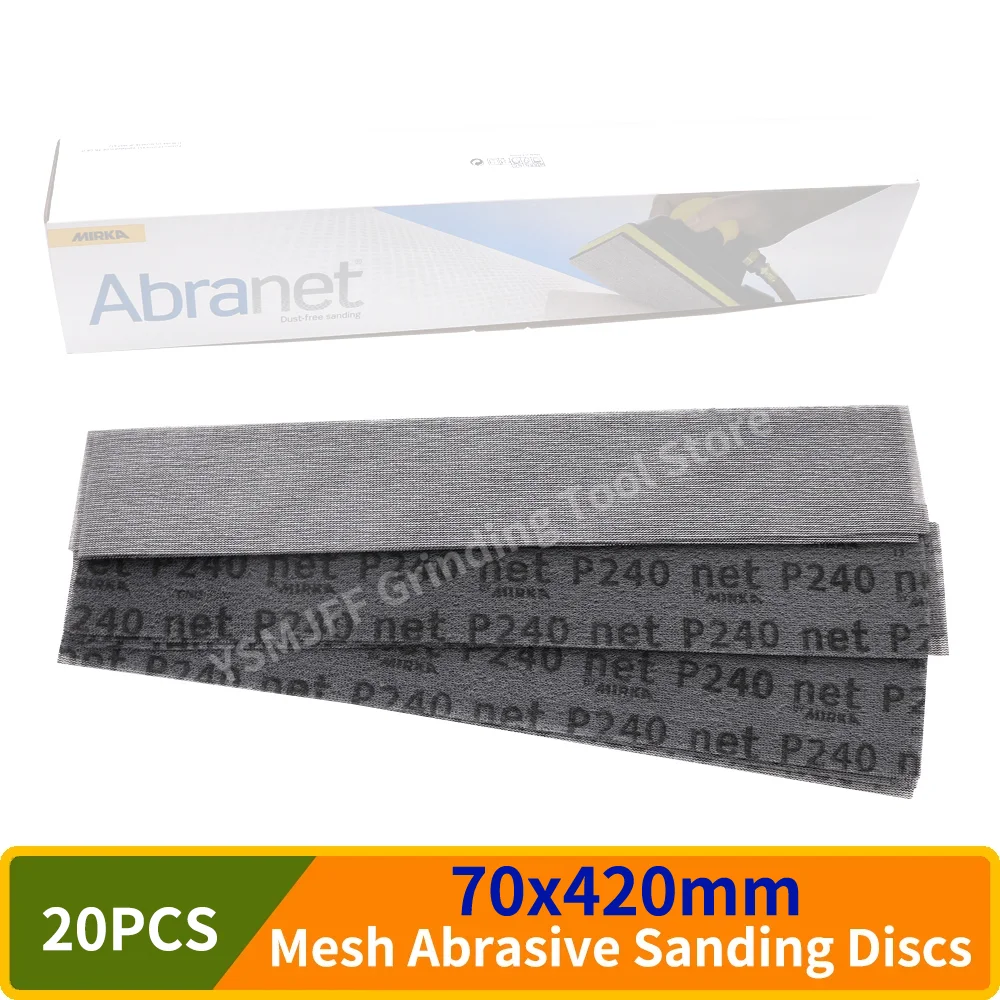 20PCS 70x420mm Mesh Abrasive Sanding Disc Hook & Loop Abrasive Dust Free Disc Anti-Blocking Mesh Sandpaper for Car Drywall Metal