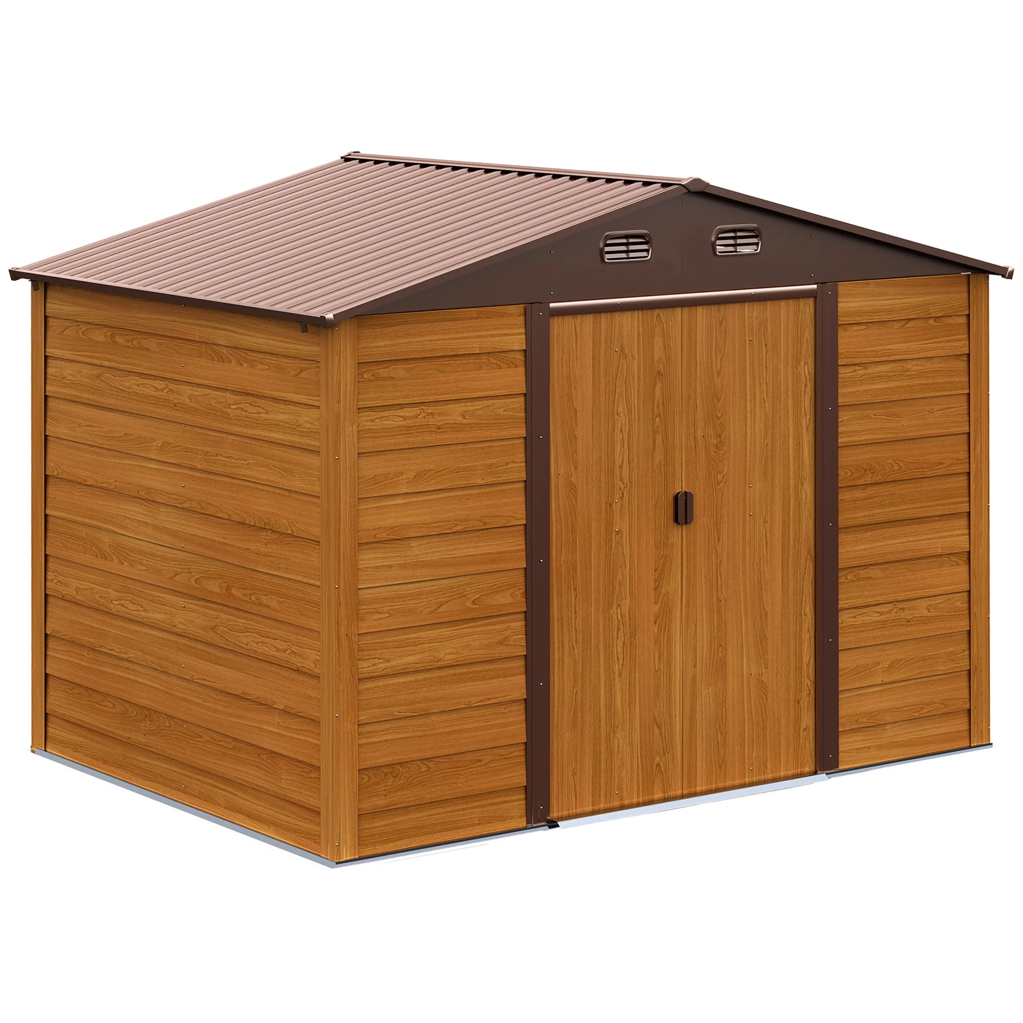 Outsunny outdoor garden shed with 2 doors 4,84m ² 278x195x215cm Natural