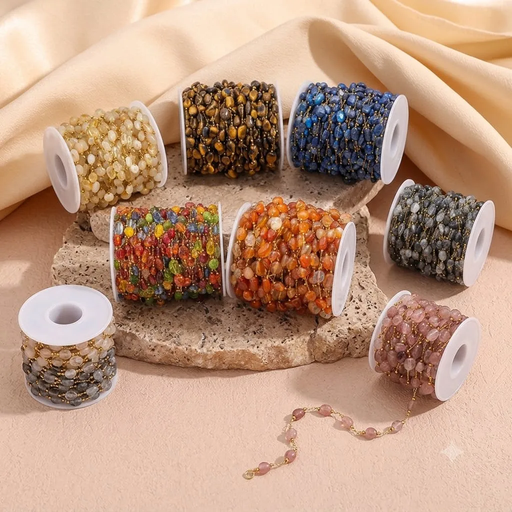 1 Meter Edelstahl-Perlenkette, Stein-Halsketten, Handgefertigte Armbänder, DIY Schmuckherstellung, Komponenten und Materialien – Detail 1
