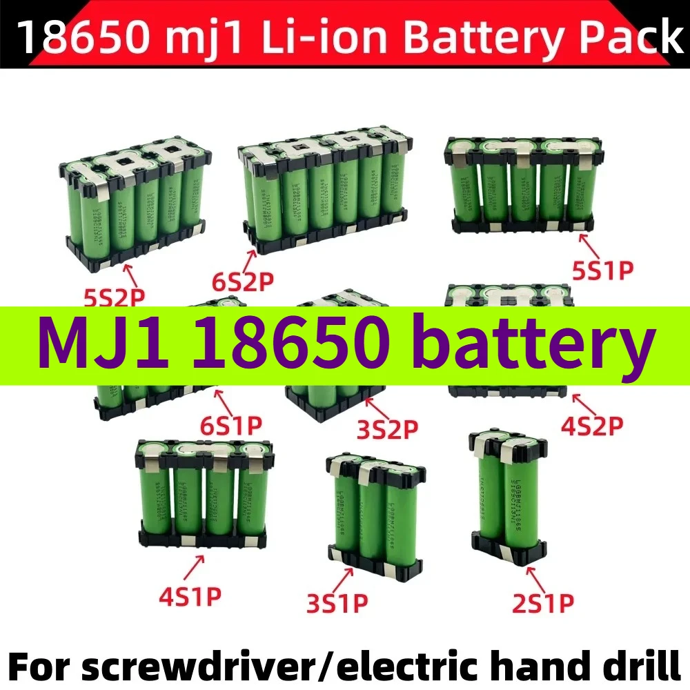 

2S2P 3S1P 3S2P 4S2P 5S2P 7.4V 12.6V 16.8V 18V 25.2V MJ1 Battery Pack 18650 3400mAh Battery For 18V Screwdriver Tool Battery