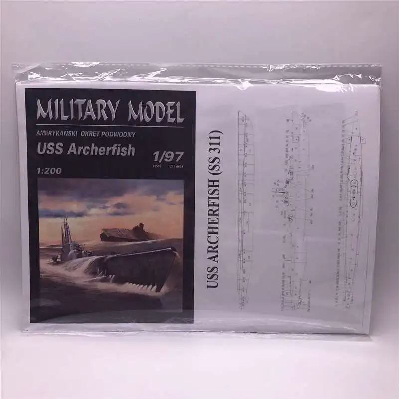 USS Archrfish Submarine Military Model 3D Paper Model Warship Papercraft Toy